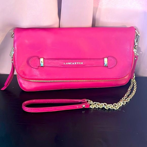 💕LANCASTER PARIS💕 Leather Clutch Crossbody Bag super clean - Picture 1 of 13